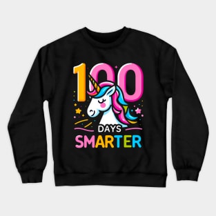 100 days smarter, unicorn, playful backdrop Crewneck Sweatshirt